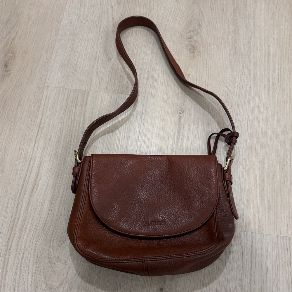 Guess Brown Leather Crossbody Shoulder Bag